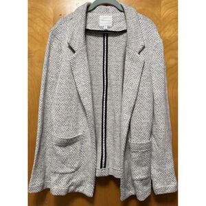 Thread & Supply Womens Gray Herringbone Knit Open Front Blazer Jacket Sz L